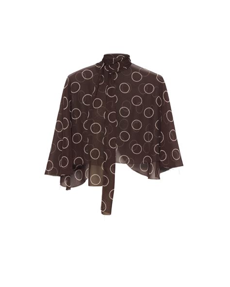 prada cape|Black Print Silk Cape .